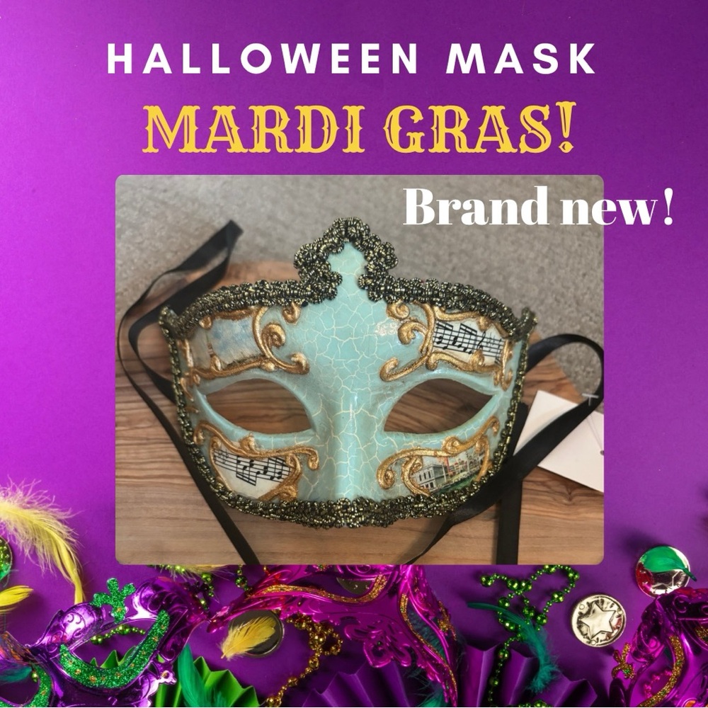 Elegant Blue and Gold Masquerade Mask